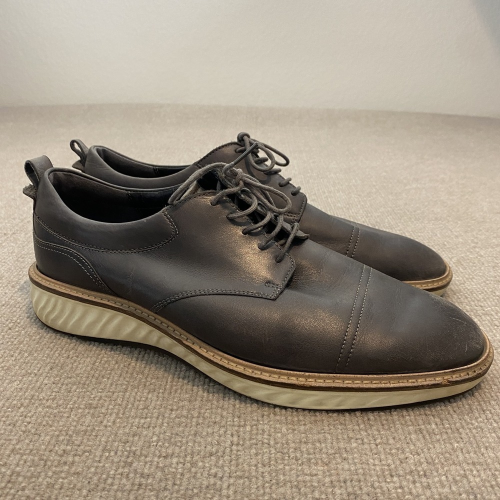 ECCO Shoes Mens 12.5 EU 46 Gray Leather Lace Up PHORENE Work Comfort Sneakers